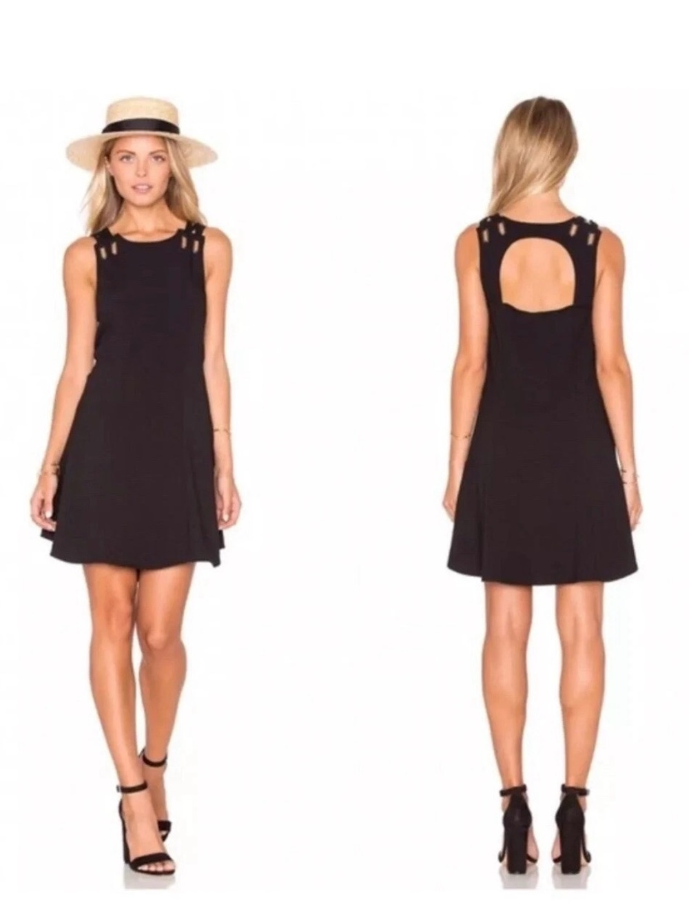 Free People Black Sleeveless Mini Dress with Open Back Cutout